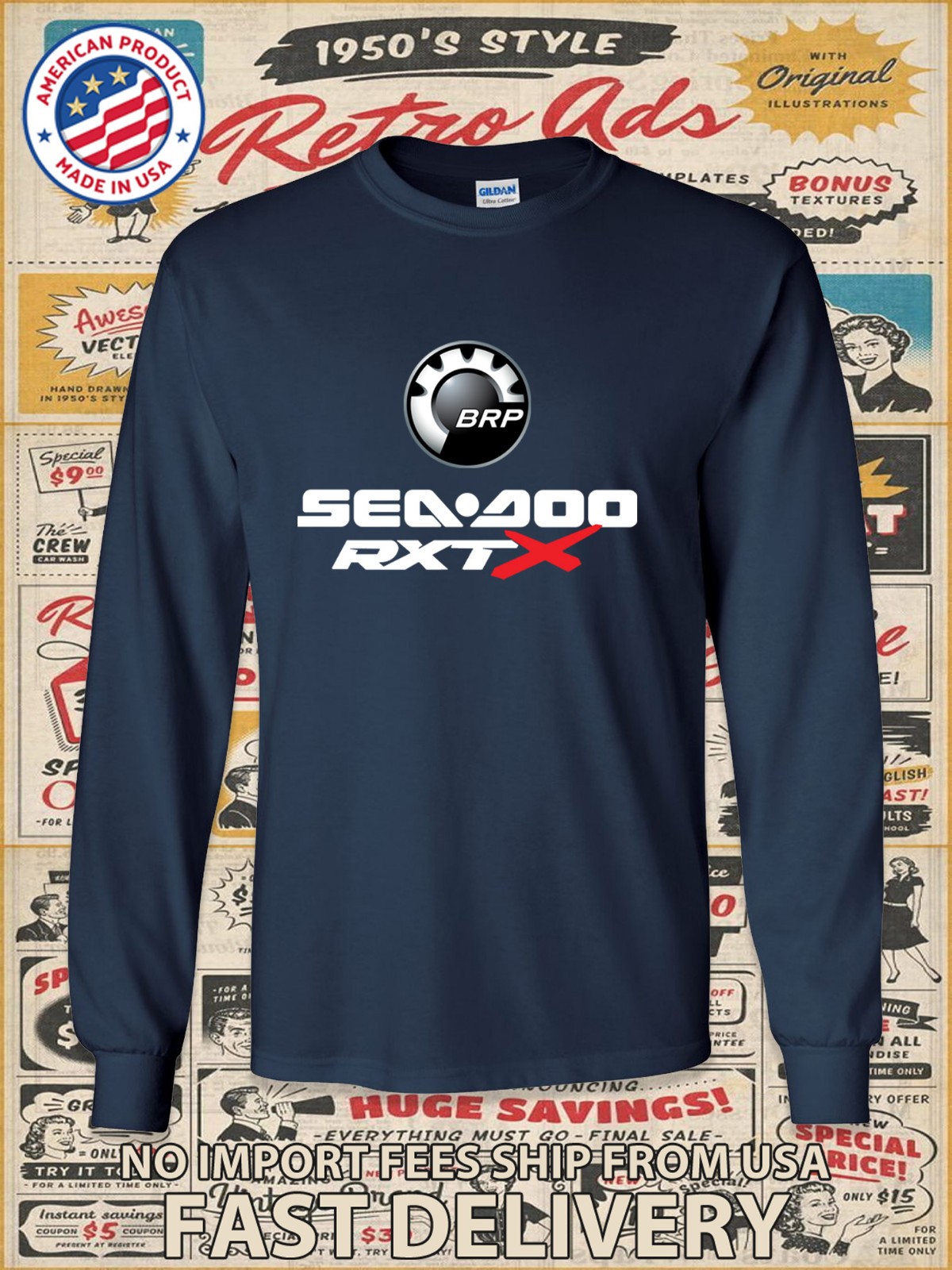 New BRP Sea-Doo RXT-X Watercraft Logo Men's Long Slevee T-Shirt American T-Shirt gallery