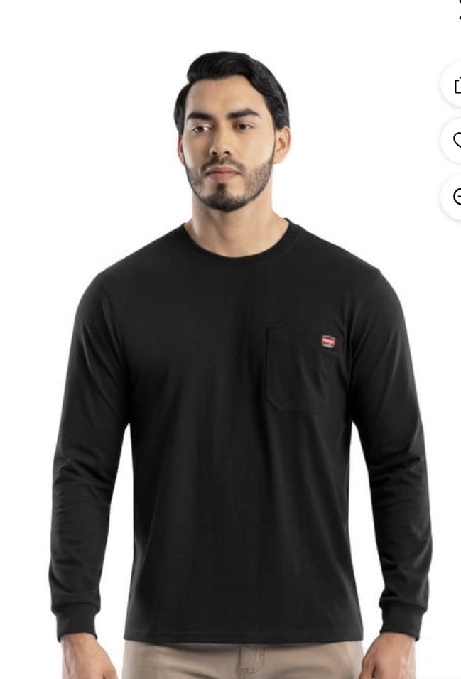 Wrangler Workwear Mens Long Sleeve Heavyweight Pocket Black T-Shirt Size L Large gallery