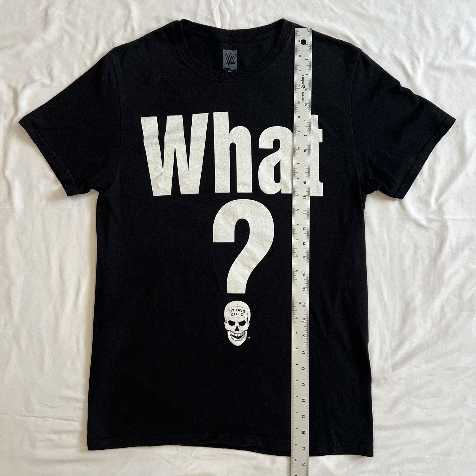 WWE Stone Cold Steve Austin What? Blue Flaming Skull Graphic Reprint T-Shirt M gallery
