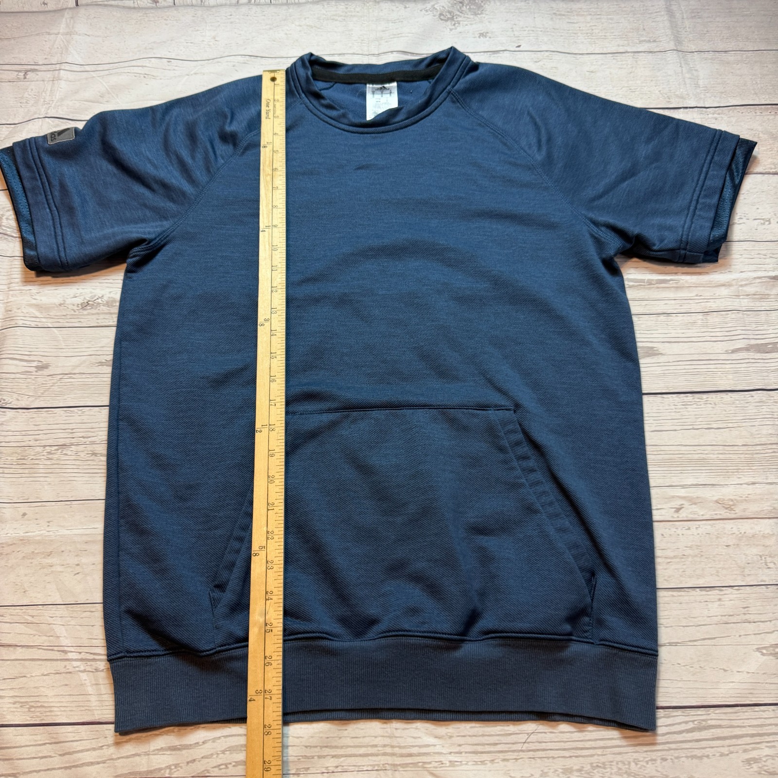 Adidas Short‑Sleeve Hoodie Kangaroo Pocket Pullover T‑Shirt Blue Men's Size M gallery