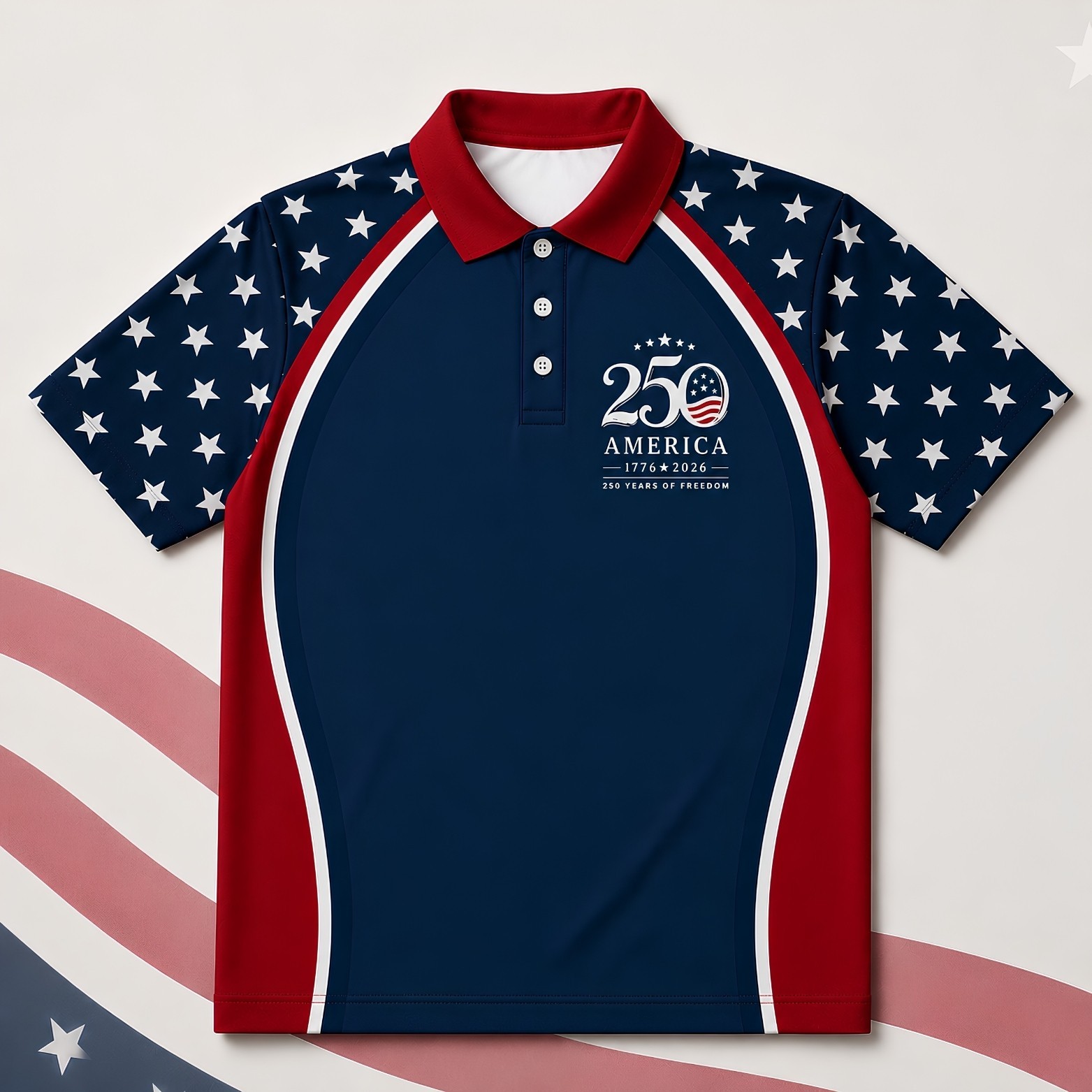 USA 250 Years Of Freedom Patriotic Golf Shirt, 4th Of July Golf Poly (S-5XL) gallery