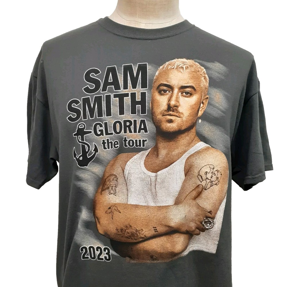 NEW Sam Smith 2023 Gloria NA North America Tour T-Shirt Gray Cotton Poly