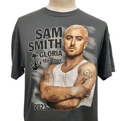 NEW Sam Smith 2023 Gloria NA North America Tour T-Shirt Gray Cotton Poly