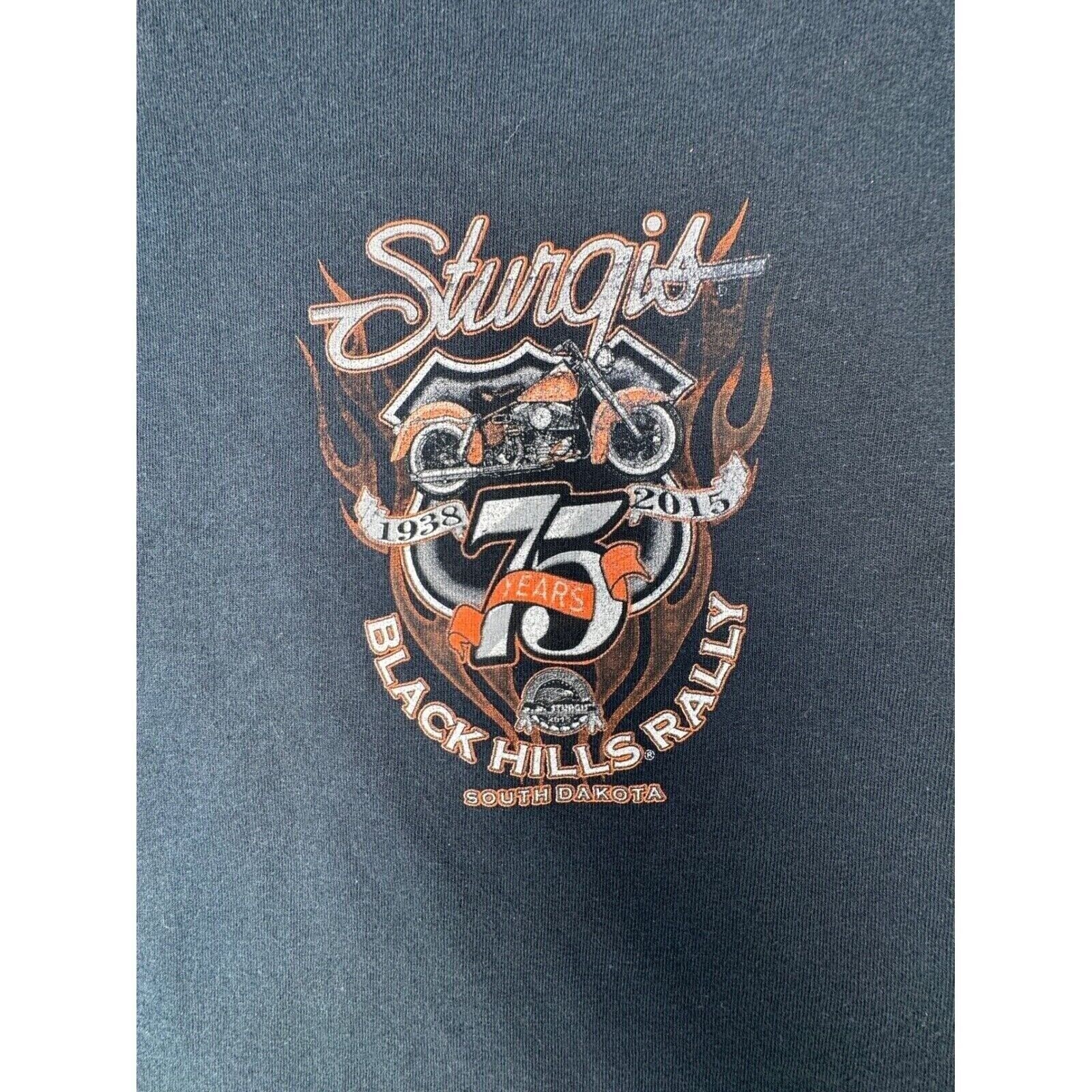 75TH ANNIVERSARY 2015 STURGIS BLACK HILLS RALLY T-SHIRT Black SIZE 2X gallery