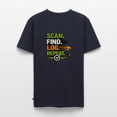 Geocaching Premium “Scan Find Log Repeat” T-Shirt – Geocacher Pullover with GPS M