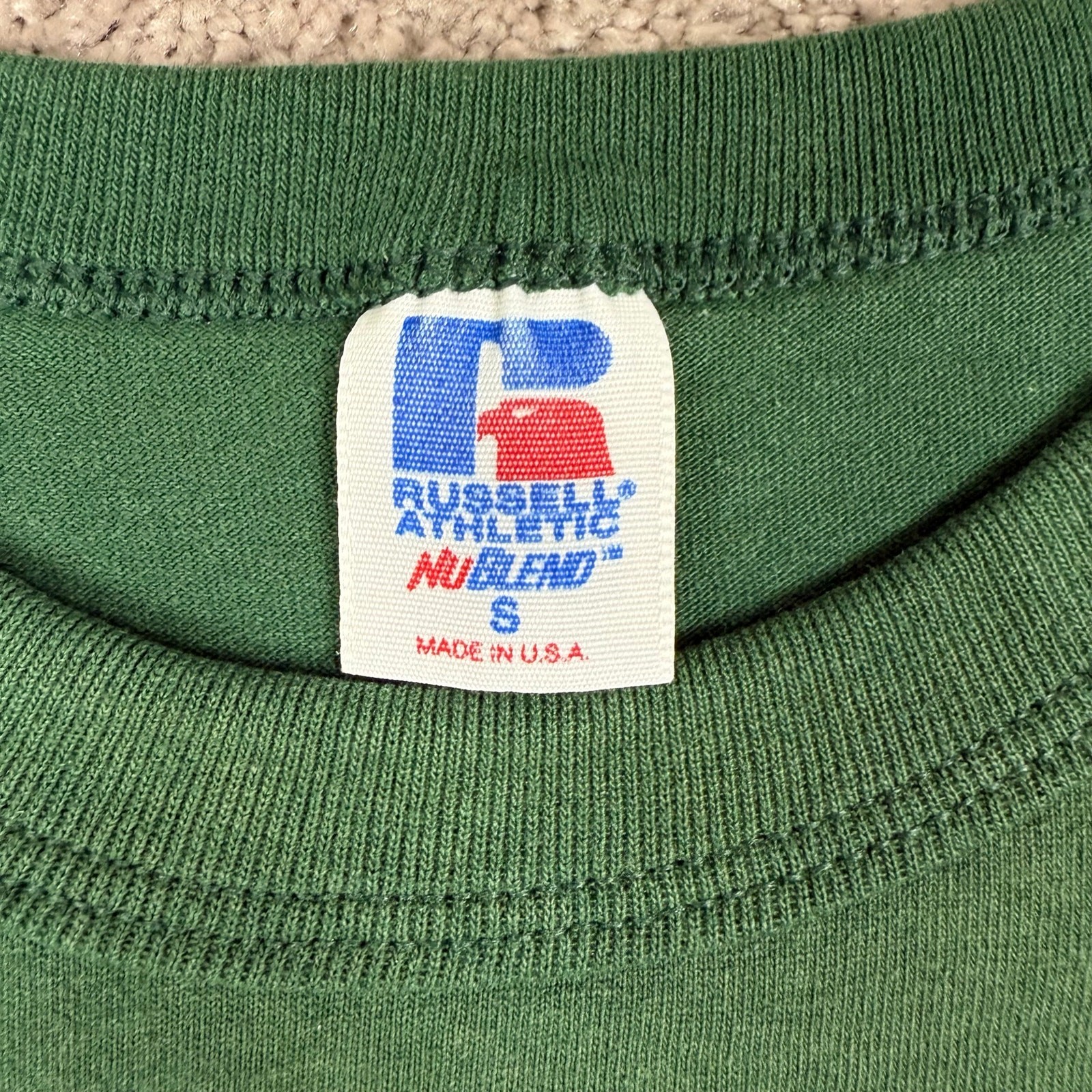 Russell Athletic Size S Green Jaguar PE Single Stitch Graphic Tee Vintage USA gallery