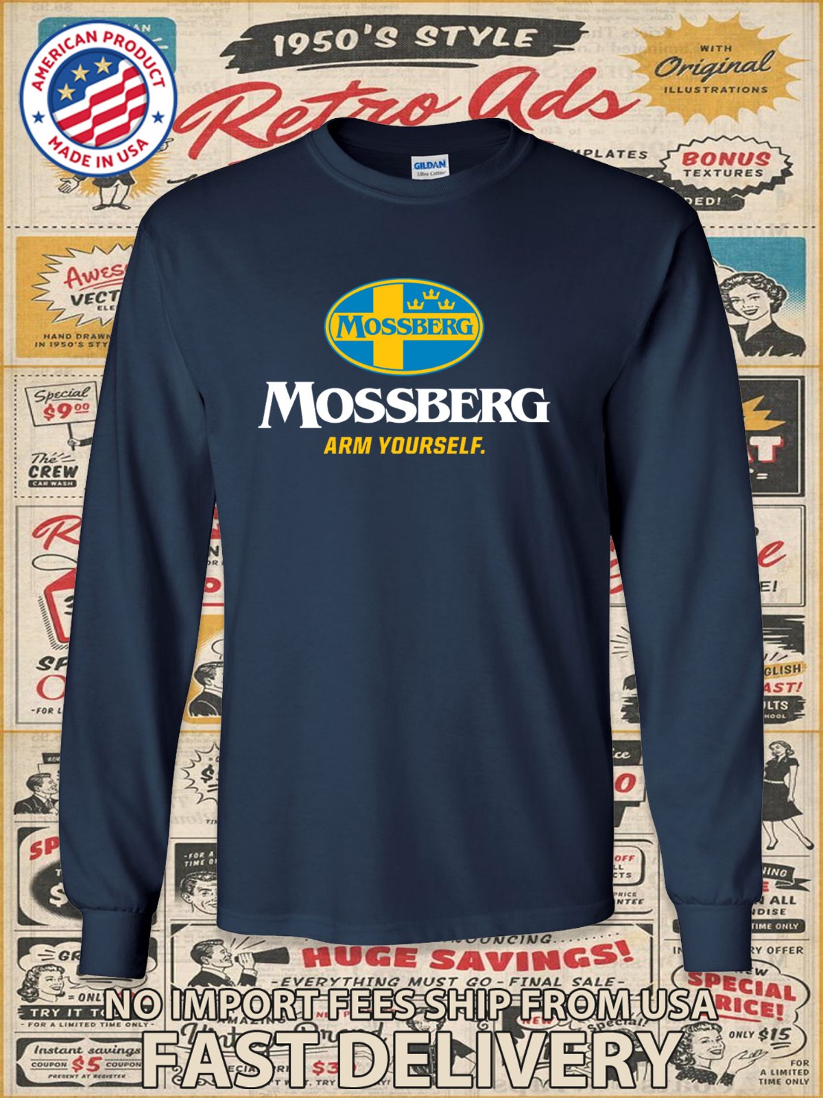 New Mossberg Arm Yourself Logo Men's Long Slevee T-Shirt American T-Shirt gallery