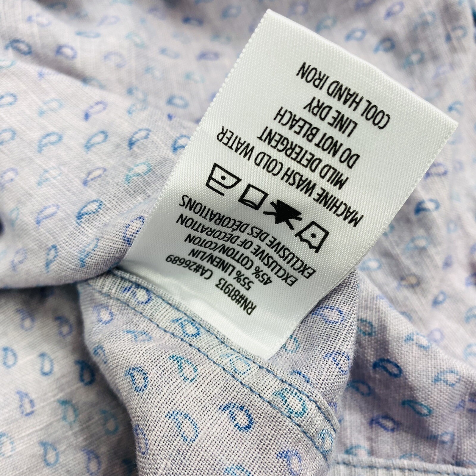 Robert Graham Cotton Linen Faded Wash S/S Button Front XL Mint gallery