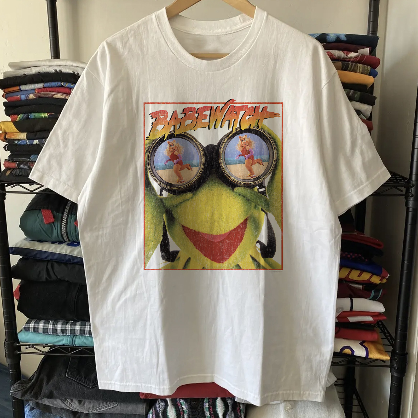 90s Kermit Babe Watch Aged T-Shirt White XL gallery