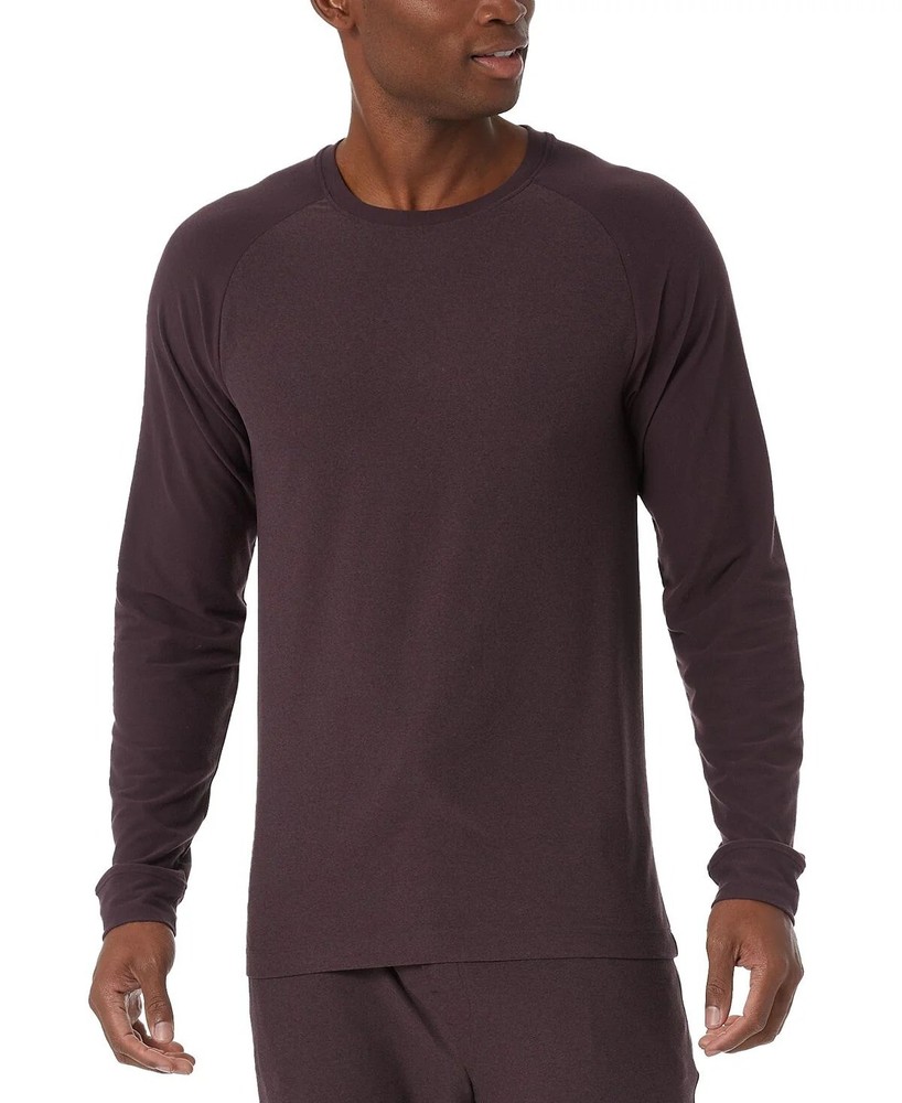 32 Degrees Men’s Ultra-Soft Long Sleeve Sleep T-Shirt, Plum, Size Large