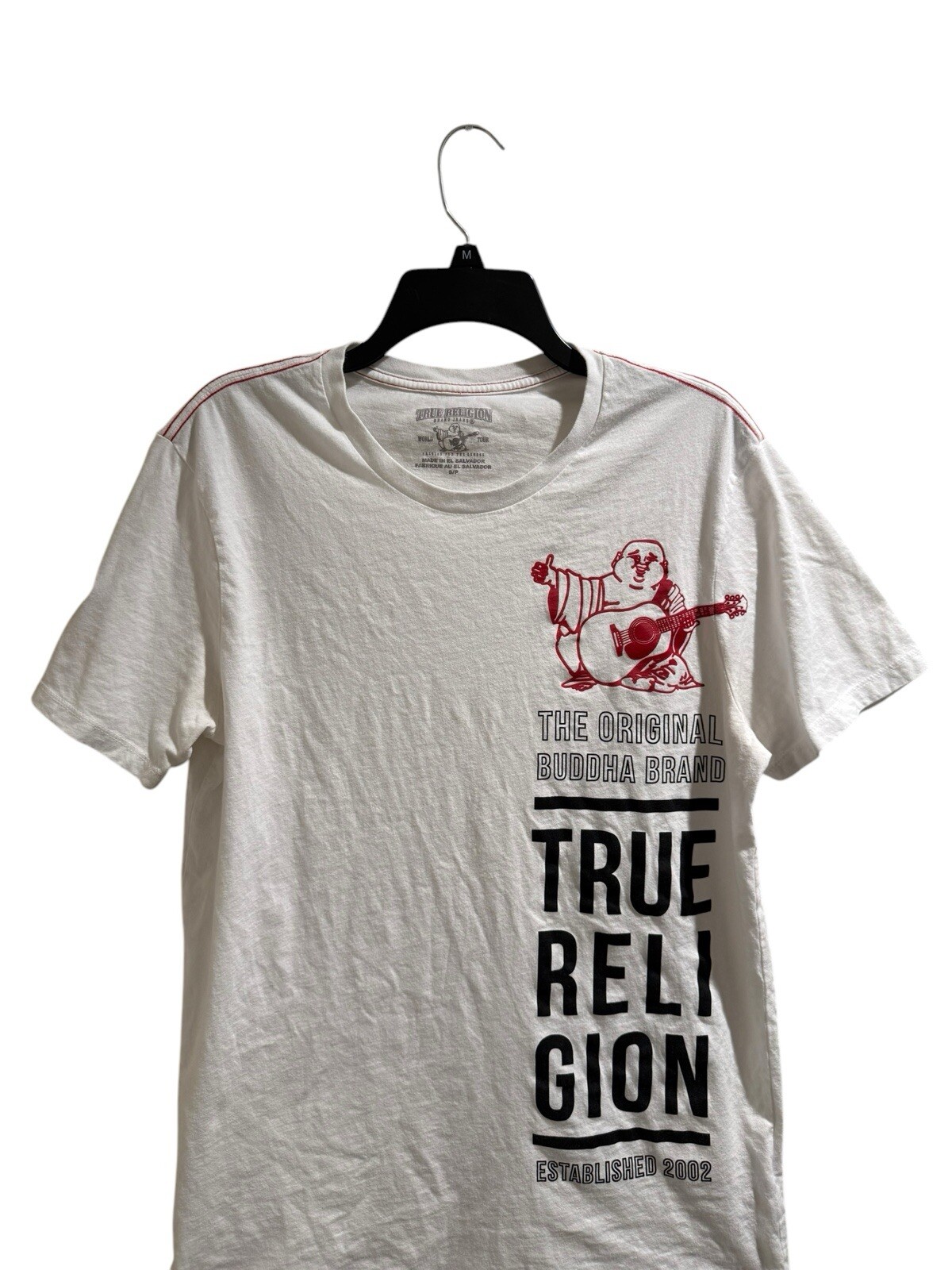 True Religion The Original Buddha Brand White T Shirt Men’s SZ M Long Length GUC gallery
