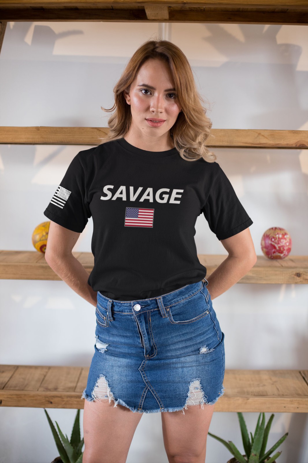 Savage American Flag T-Shirt – Black Patriotic USA Tee Military Veteran Pride gallery