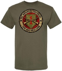 1st Infantry Division Big Red One Printed T-Shirt Army Military 100% Cotton Tee