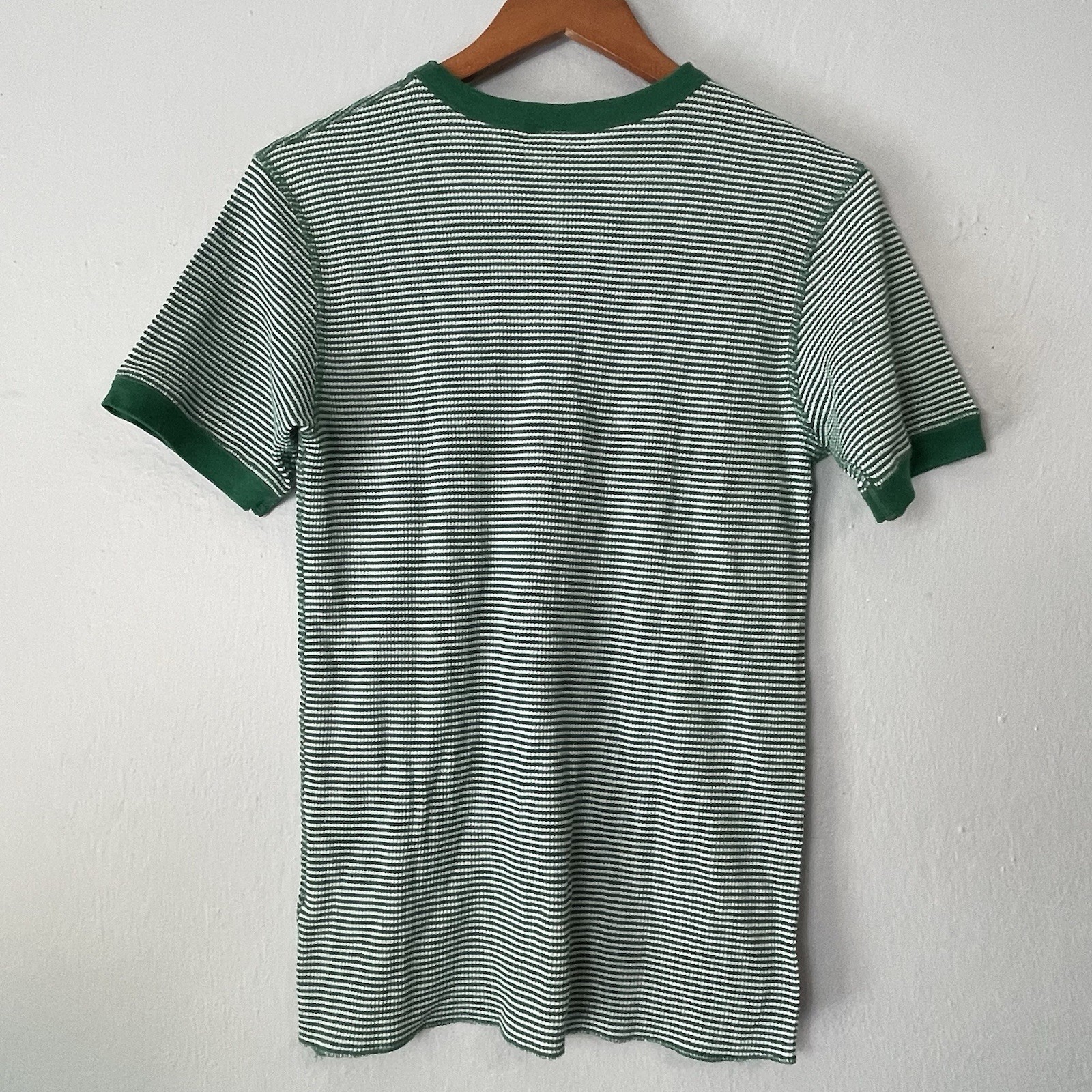 Healthknit Short Sleeve Thermal Waffle Knit Tee Shirt Medium Green White gallery