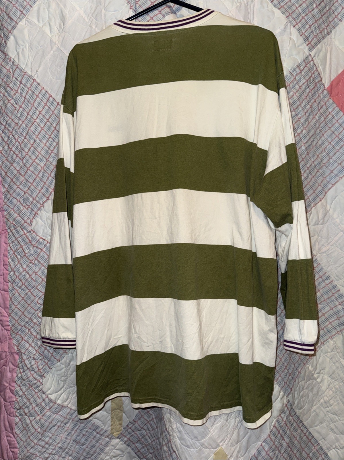 Supreme Printed Stripe L/S Top in olive green from the Fall/Winter 2019 Men’s XL gallery