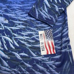 Balao Blue Fish Printed UPF 40 Long Sleeve T Shirt Mens Size XXL