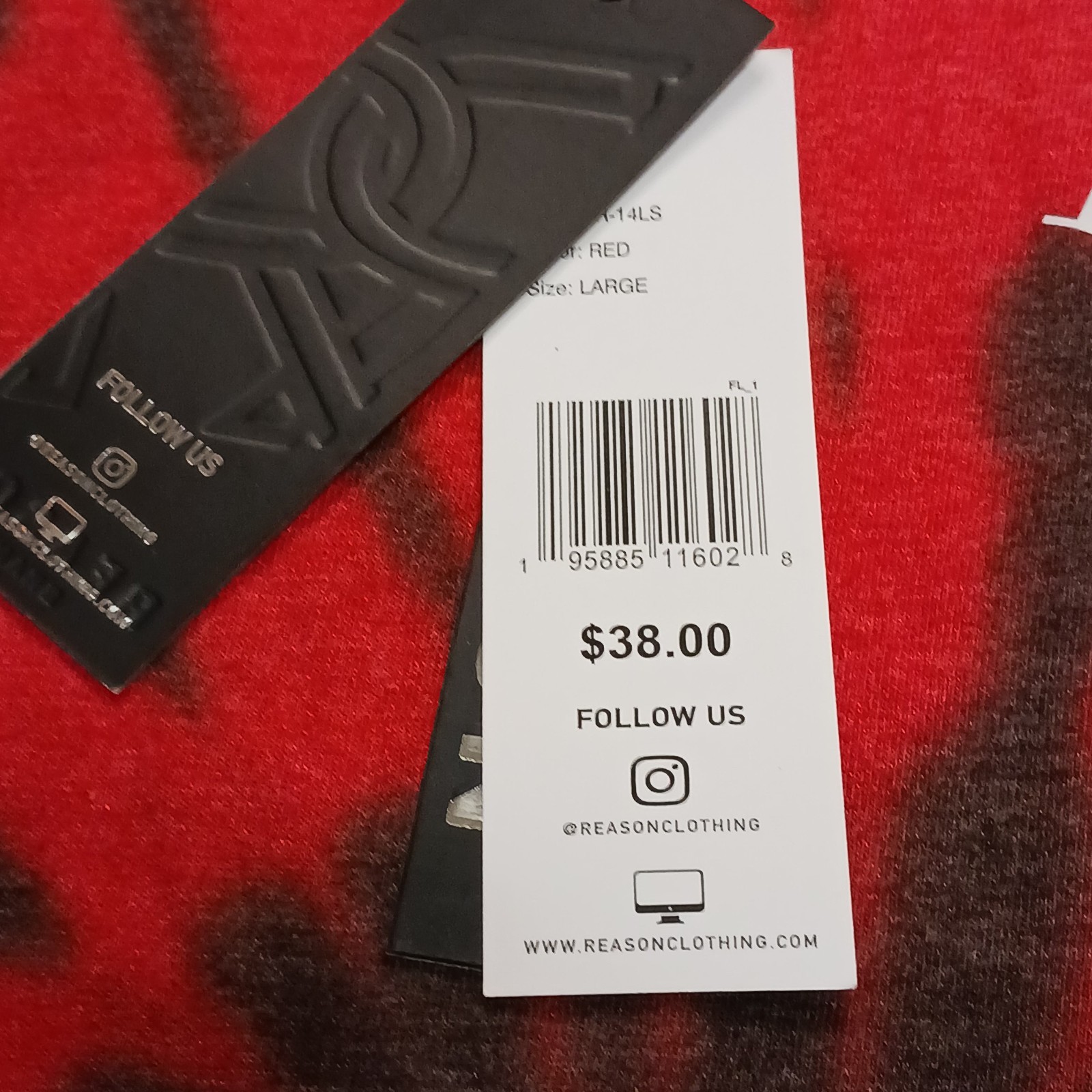 Reason Brand Mens Size Medium T Shirt Red & Black Tye Dye Long Sleeve (READ) gallery