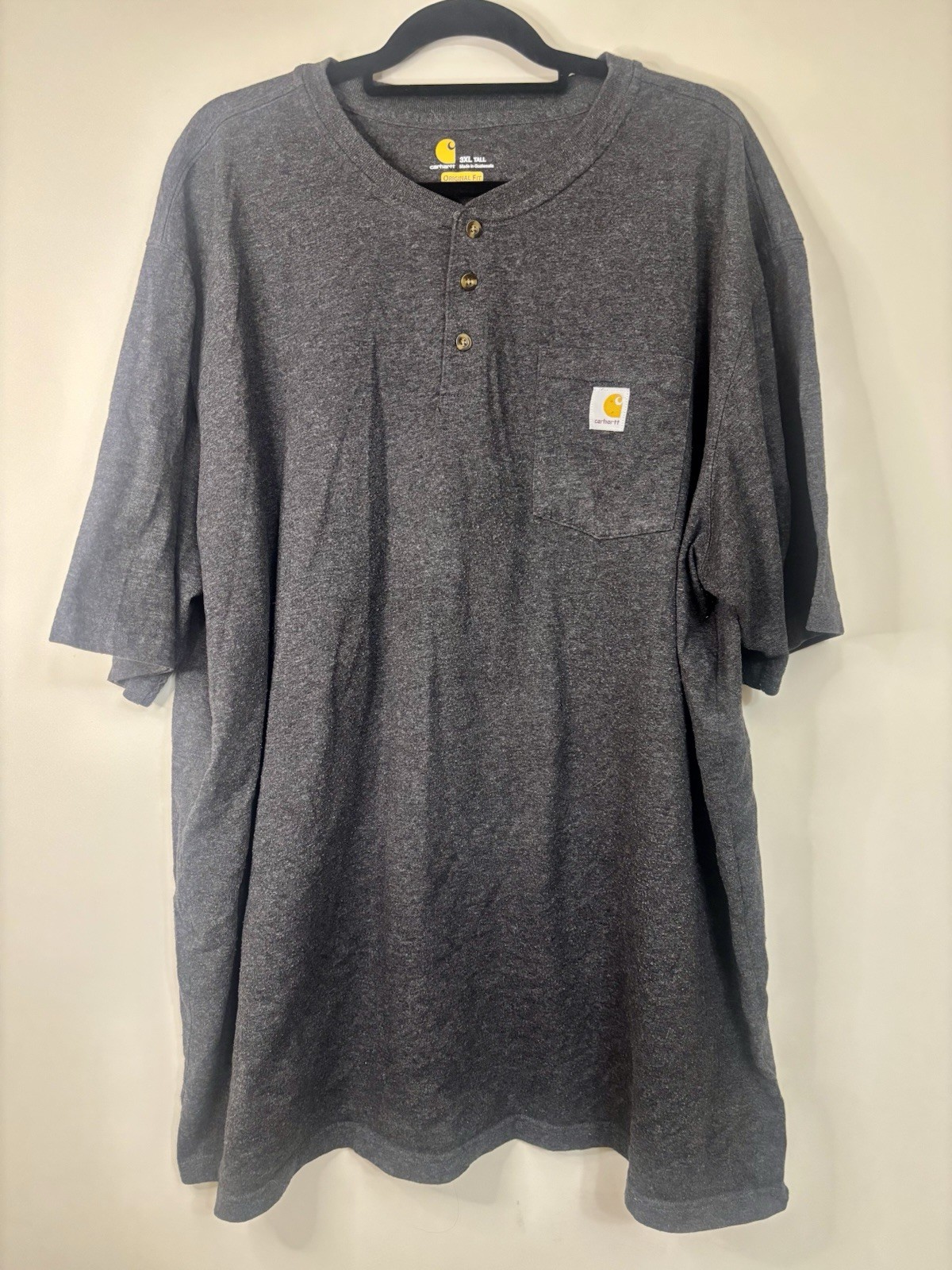 Carhartt Gray Solid Henley T-Shirt Short Sleeve Original Fit Men's 3XL Tall gallery