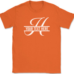 Letter H Monogram Your Text Here Custom T-Shirt Personalize Family Tee