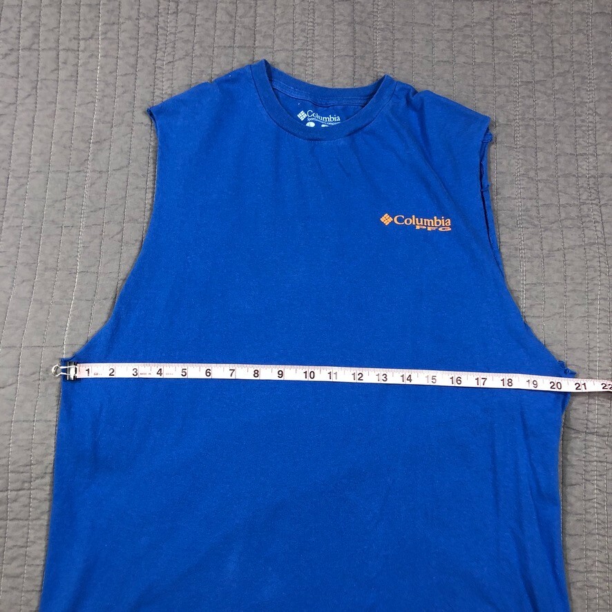 Columbia T Shirt Men Large Blue PFG Graphic Logo Fishing Gear Muscle Sleeveless gallery