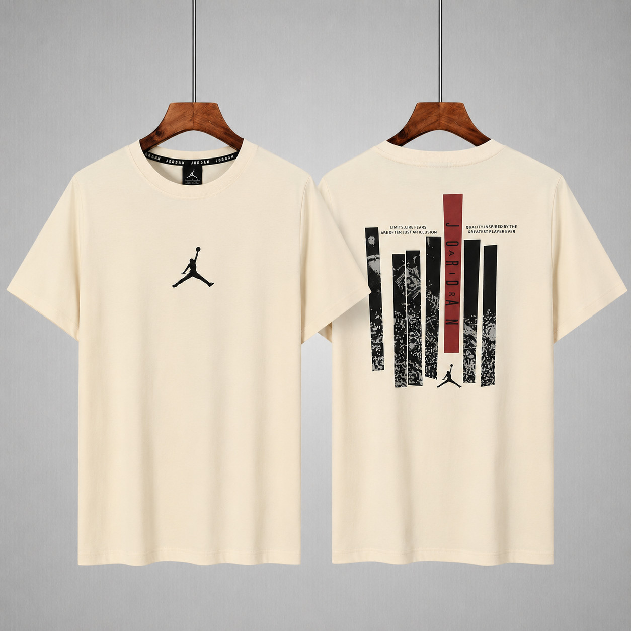 Air Jordan Men's Casual Tee, L-4XL, Black/White/Beige, Basketball Logo gallery