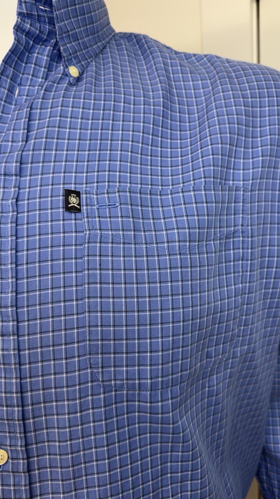 Tommy Hilfiger Men’s Large Blue Plaid Button Down Shirt 100% Cotton Long Sleeve gallery