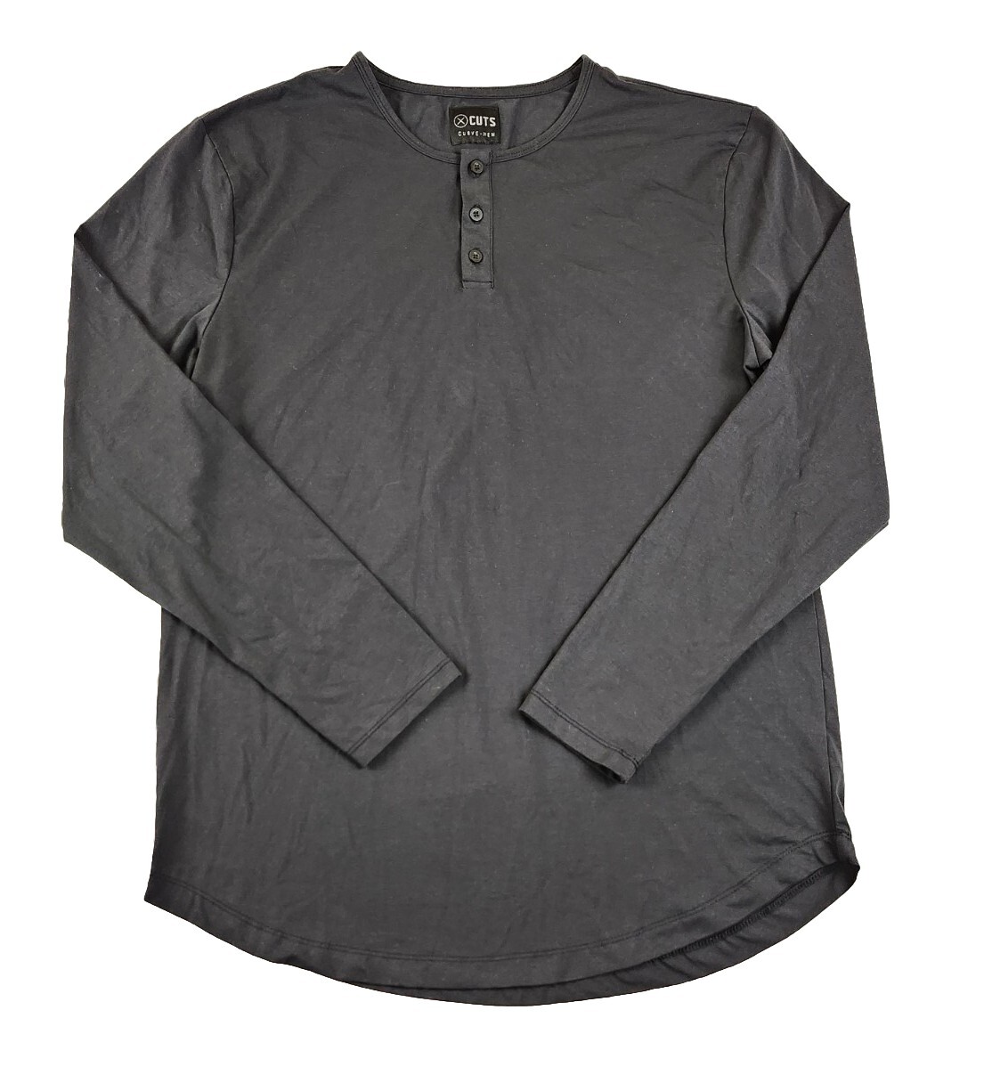 X Cuts Curve Hem Men's Longsleeve Henley Shirt Size XXL Black Pyca Pro gallery