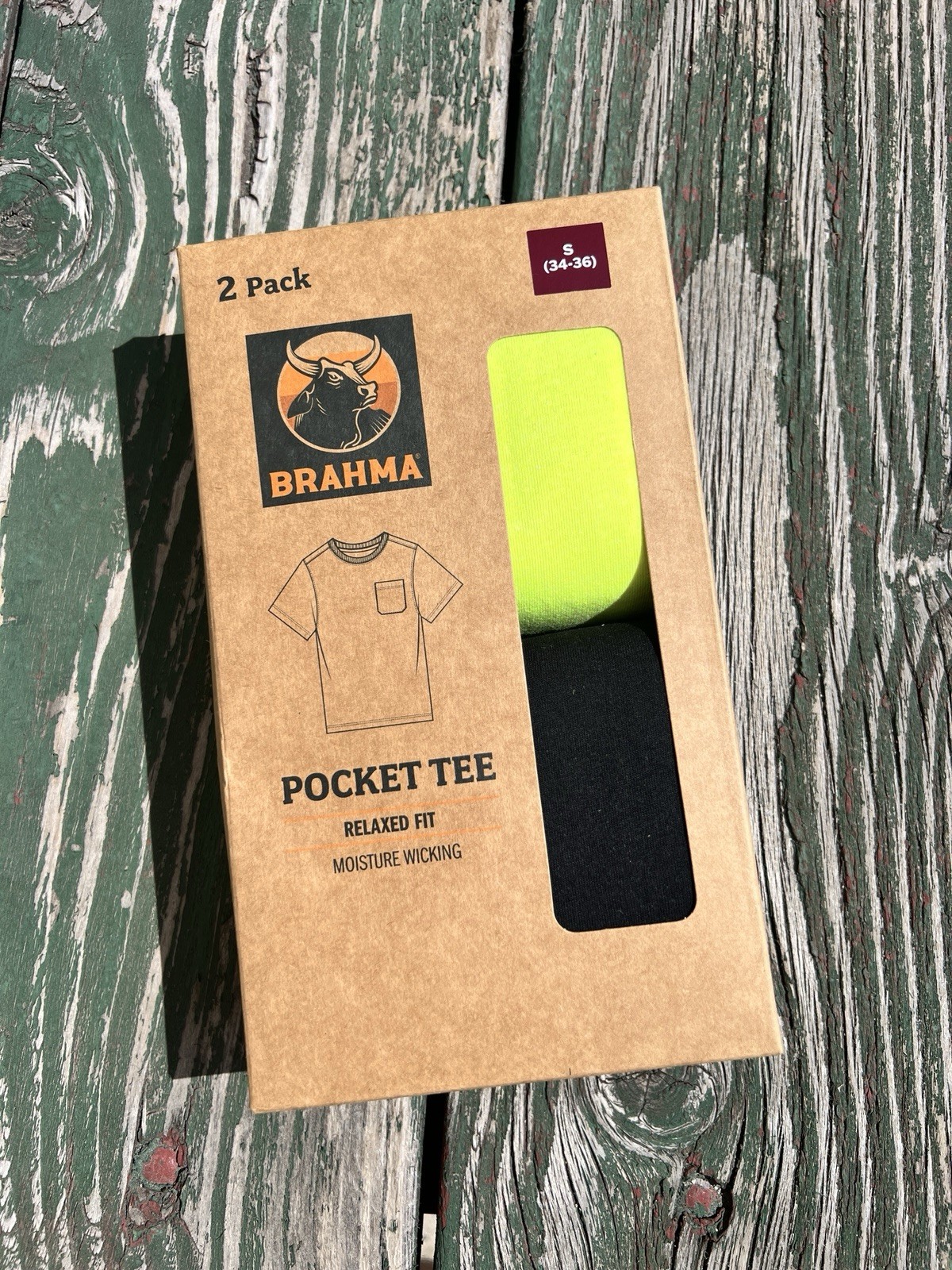 2-Pack BRAHMA Men’s S (34-36) Pocket Tee Relaxed Short Sleeve Moisture Wicking gallery