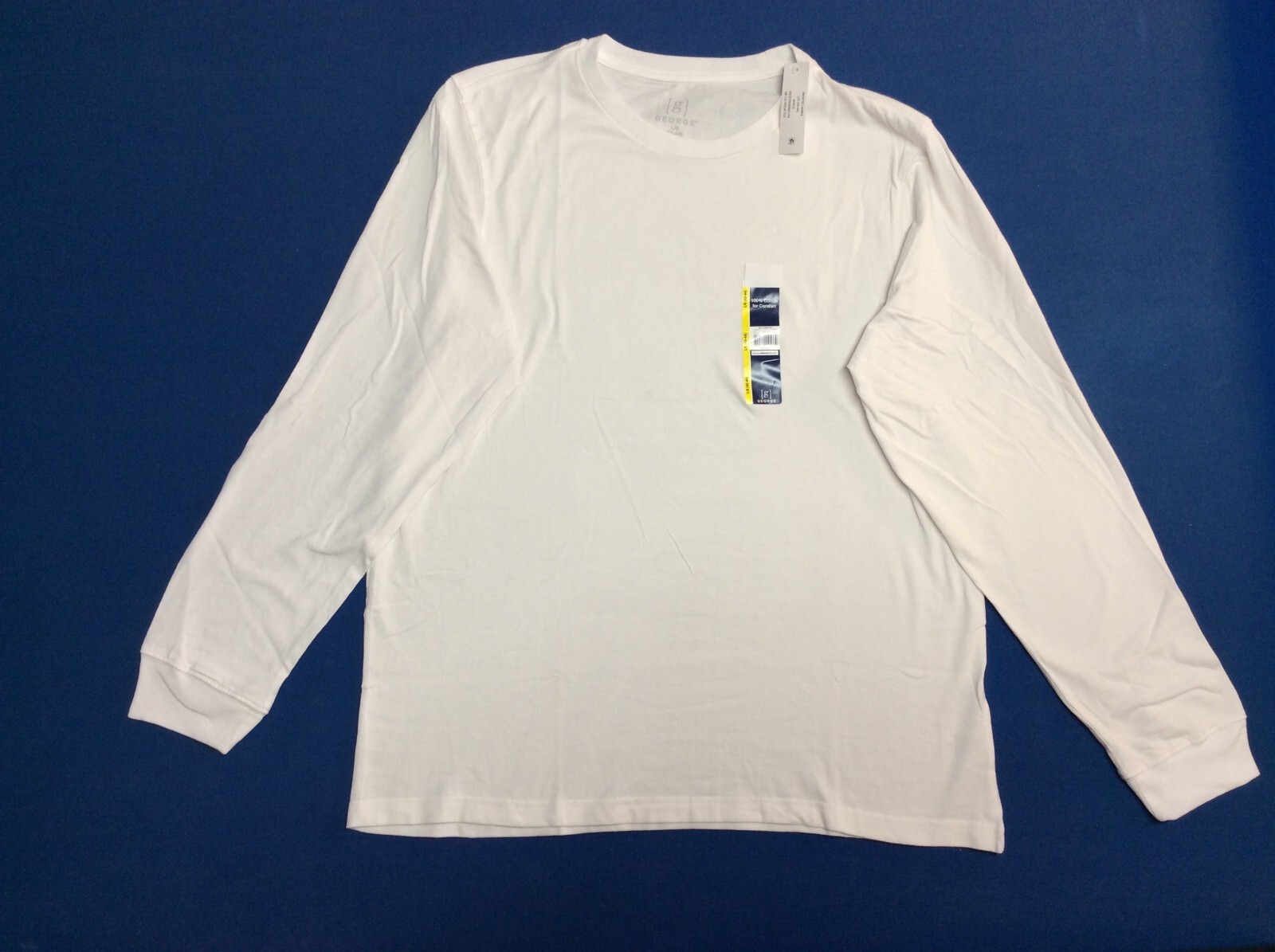 Men's crew T-Shirt, long sleeve (George) 100% cotton, white, 1 ct gallery