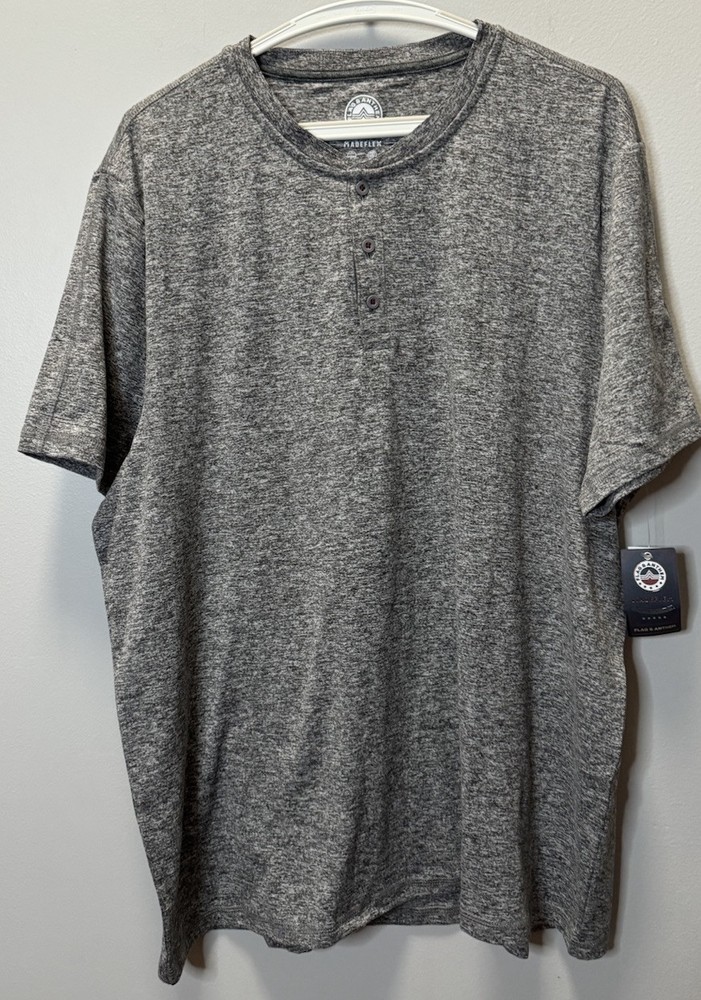 Flag & Anthem Madeflex Performance Henley T Shirt Size XL Heather Gray