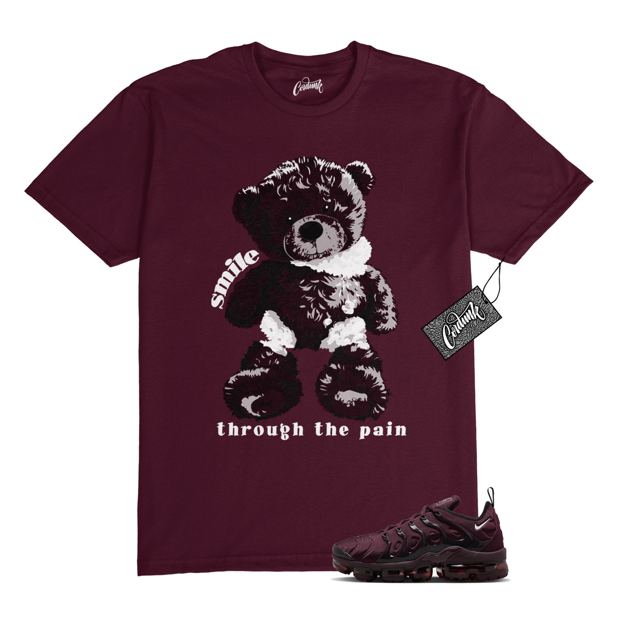 VaporMax Night Maroon Burgundy Cedar White Black Plus Air T Shirt Match SMILE gallery