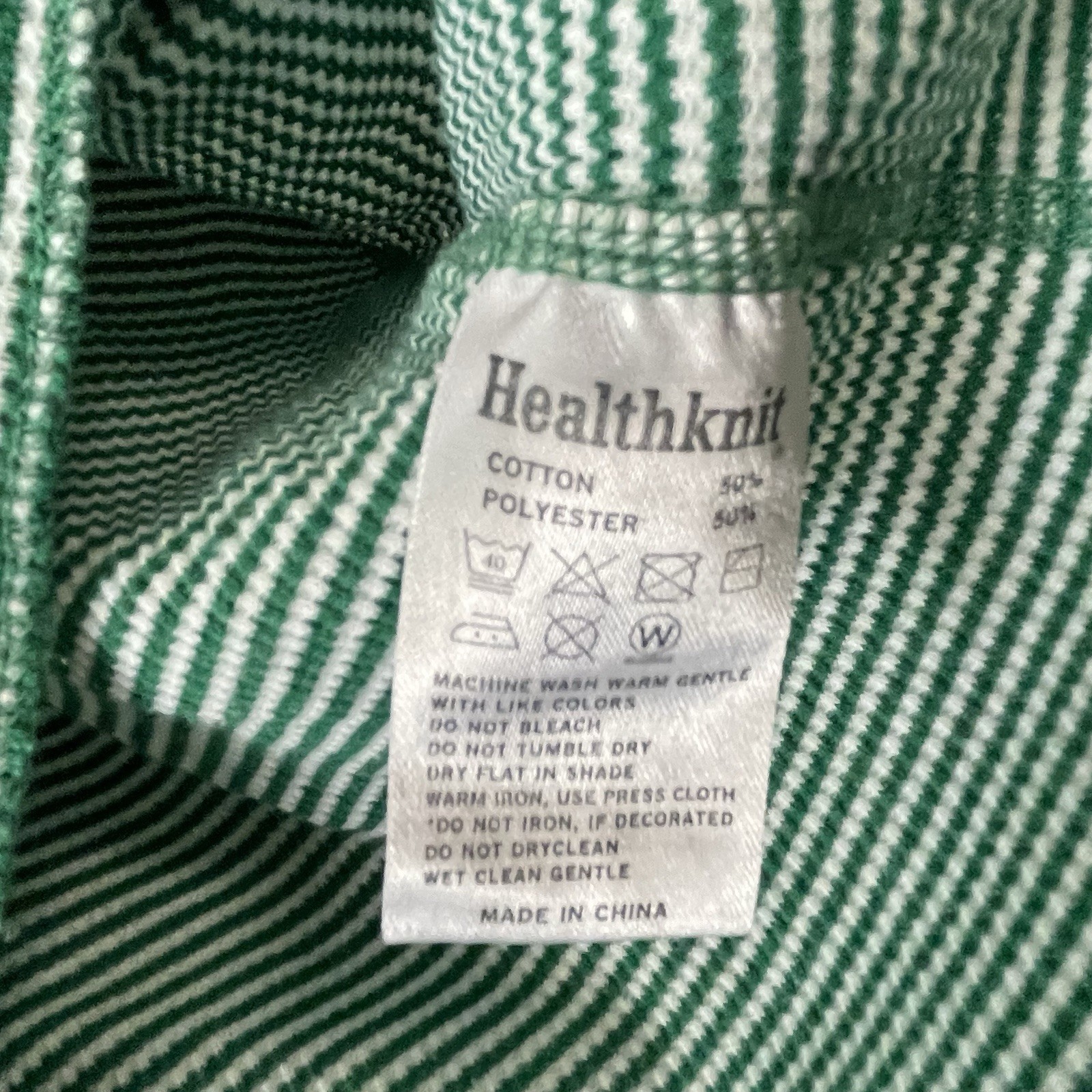 Healthknit Short Sleeve Thermal Waffle Knit Tee Shirt Medium Green White gallery