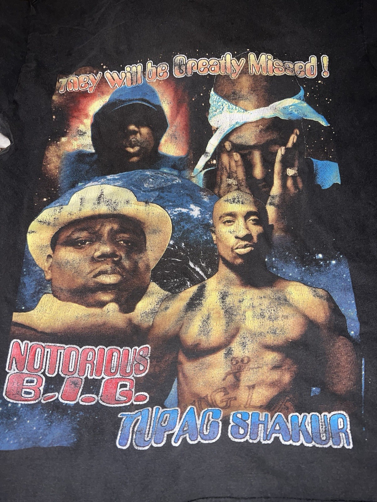 Vintage Tupac Notorious BIG Biggie Stop the Violence T-Shirt. Vintage Wear, L/XL gallery