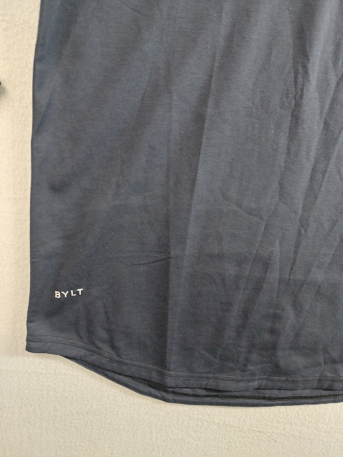 BYLT Men T Shirt L Gray Drop Cut Long Sleeve Stretch Button Up Logo Casual gallery