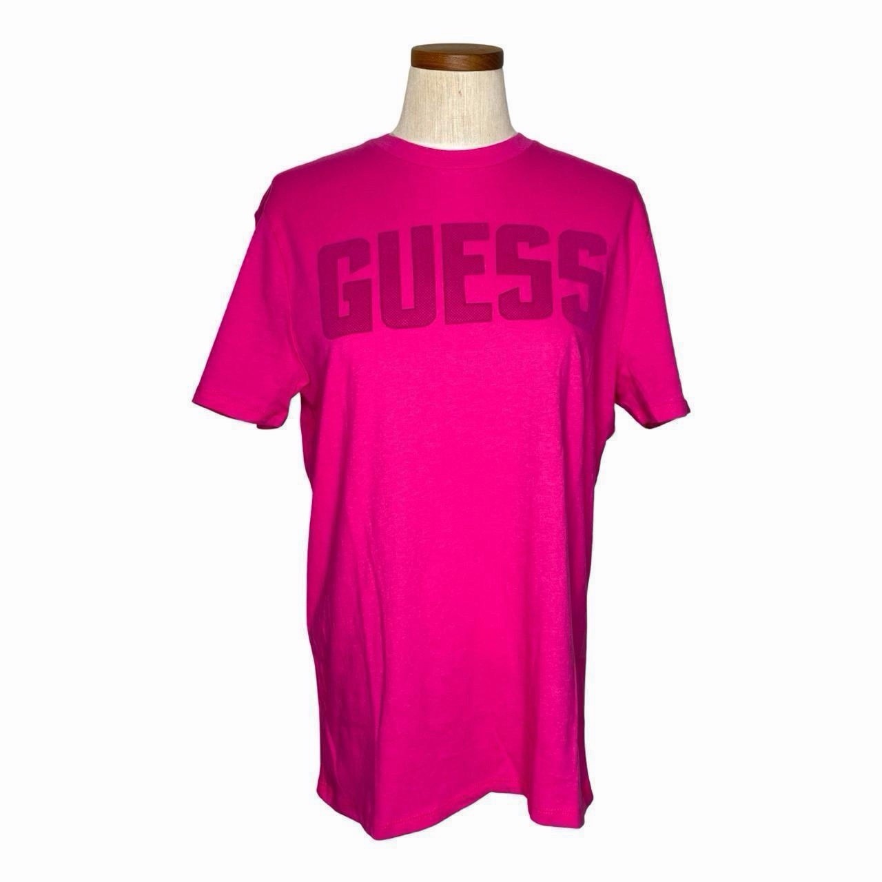 GUESS Men's Pink Logo Graphic T-Shirt M Regular Crew Neck Short Sleeve gallery