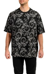 Versace Men’s Black Barocco Logo Print Short Sleeve T-Shirt US L IT 52