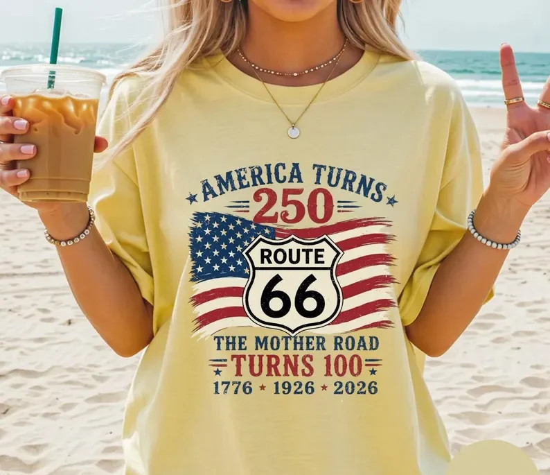 Route 66 100 Years & America 250 T-Shirt, USA 250th Anniversary Gift gallery