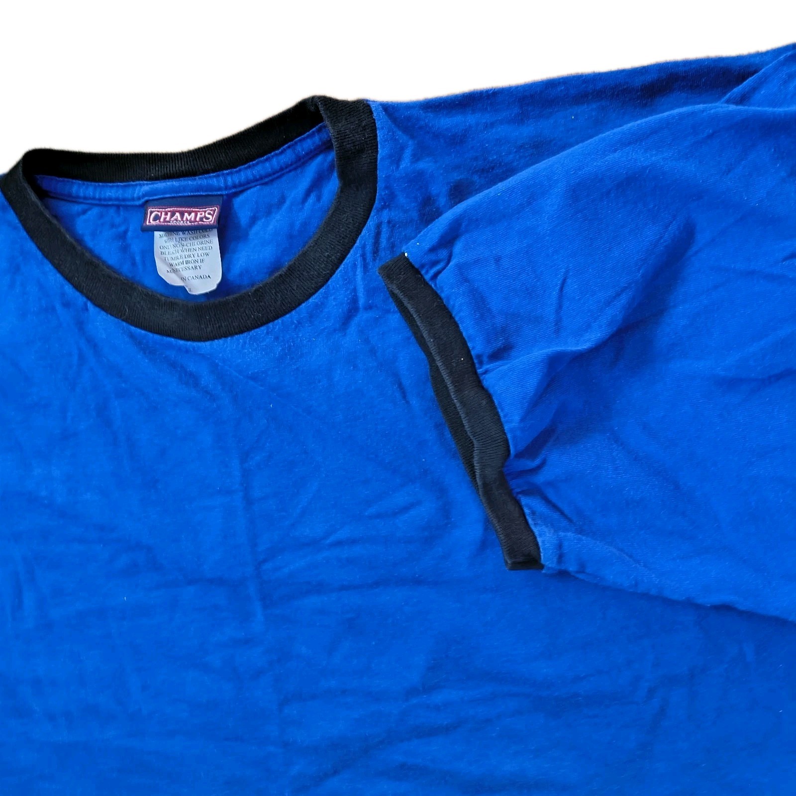 Vintage Champs Sports Blue T-shirt with Contrast Neck & Sleeve Trim Size XXL gallery