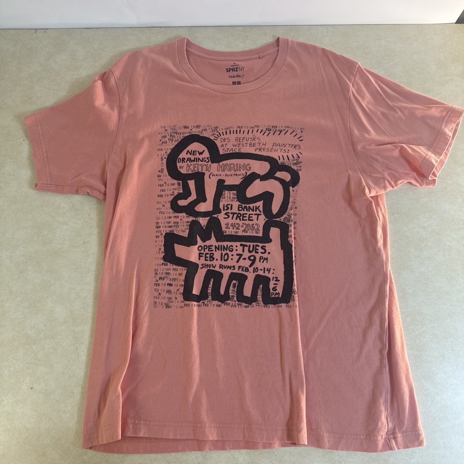 Uniqlo SPRZ NY Keith Haring Opening Graphic T Shirt Pink Mens XL