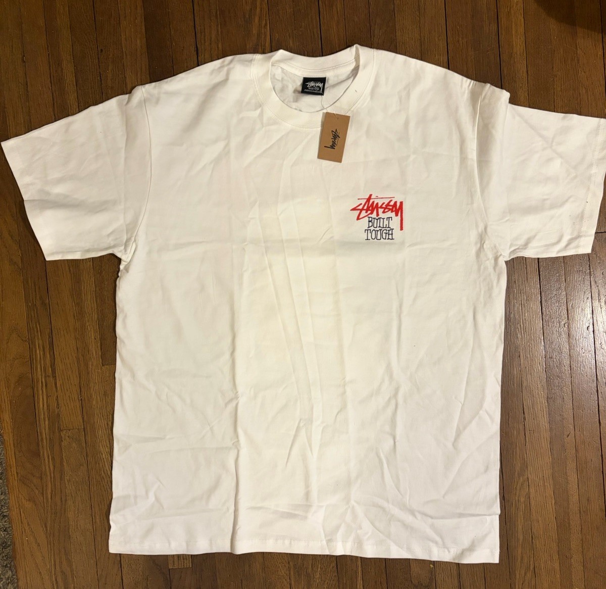 Stussy Shirt Built Tough Tee Tshirt White Size XXL Double Sided Streetwear ✅ gallery