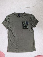 Urban ID Rare Military Green Men’s T-shirt With Pocket And Capped Shoulder Sz S