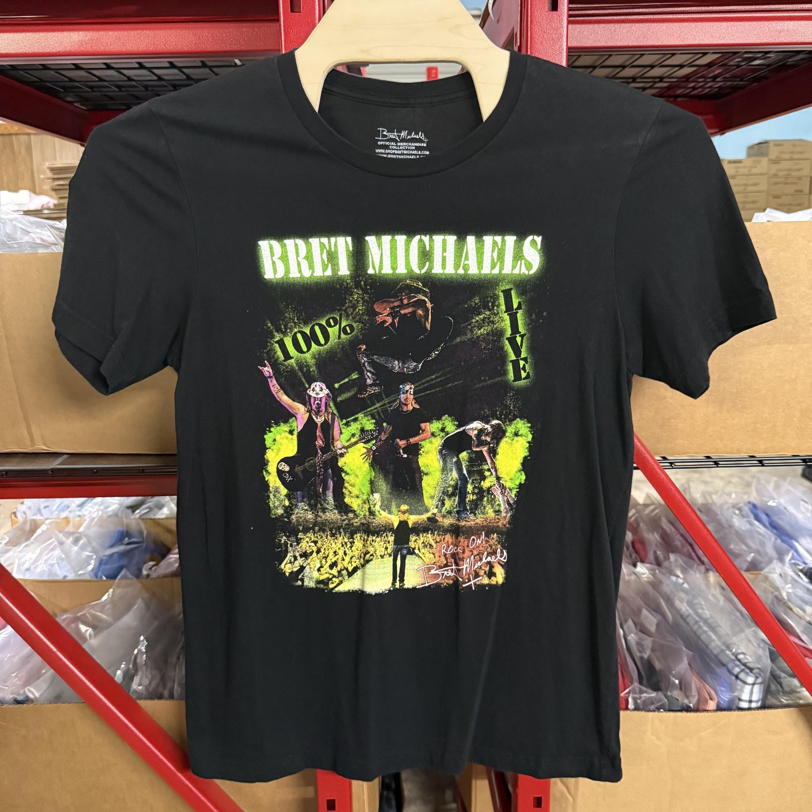 Bret Michaels Shirt Adult Large Black 100% Live Concert Graphic Tee Poison Band