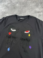Roku Studio Dripping Eyes Tear Drop Black T- Shirt Streetwear Size 3XL
