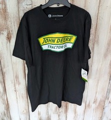 NWT JOHN DEERE Black Logo 100% Cotton T-Shirt Size Mens Medium