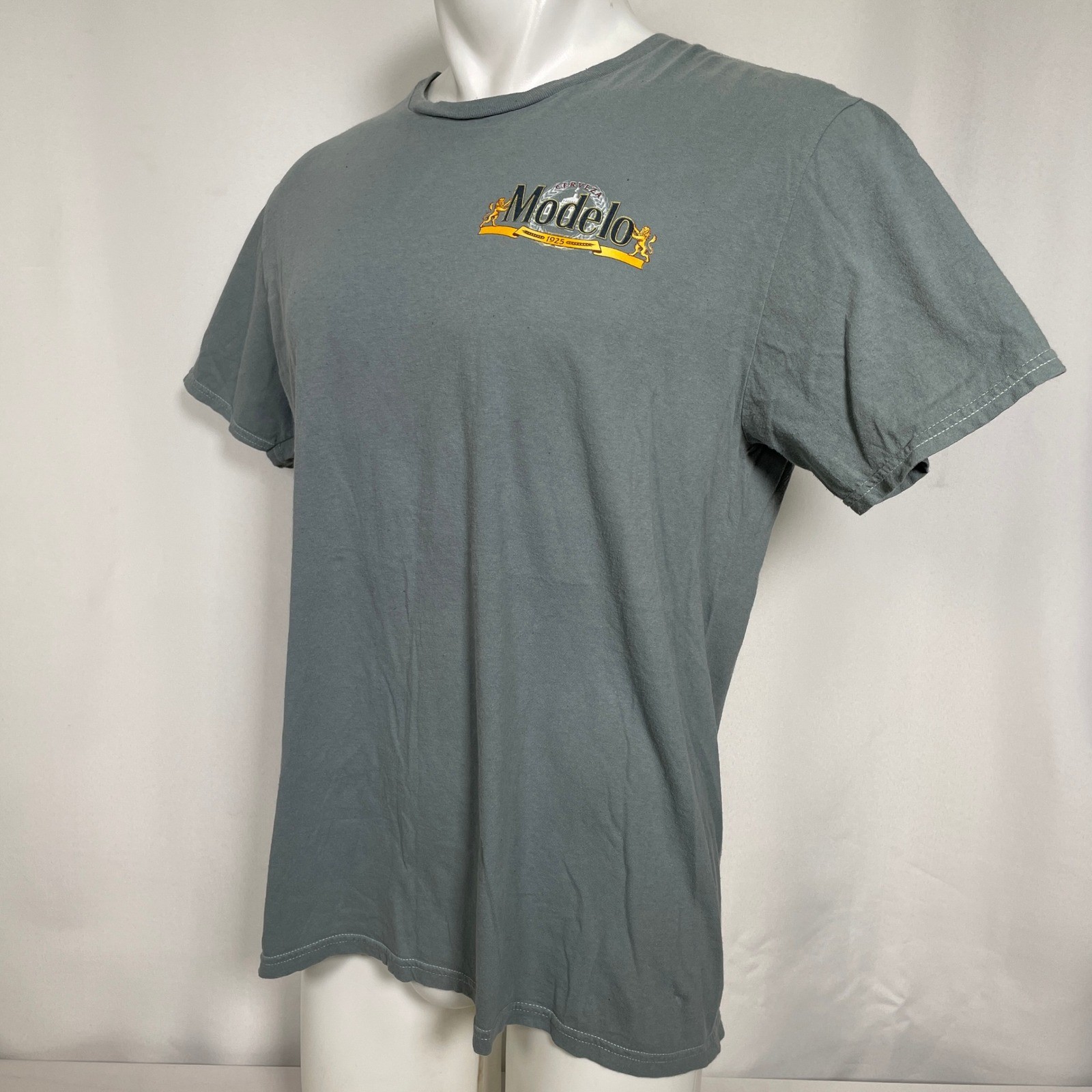 Modelo Beer 1925 Fighting Spirit Gray Cotton T-Shirt Men's LARGE gallery