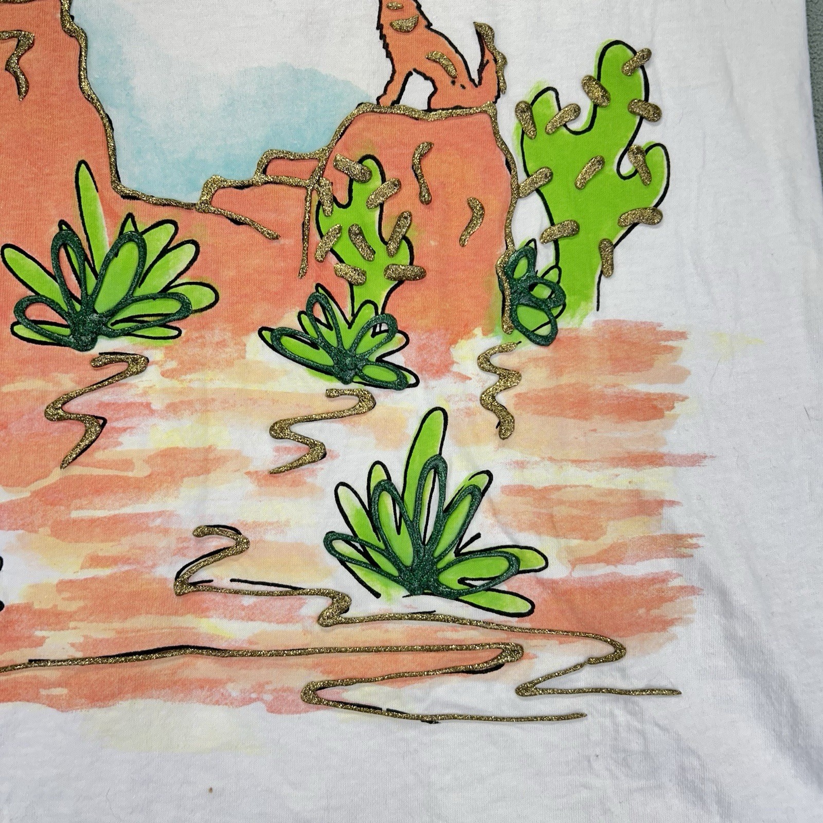 Vintage KWBL Los Angeles T-shirt One Size Southwest Coyote’s Glitter Desert gallery