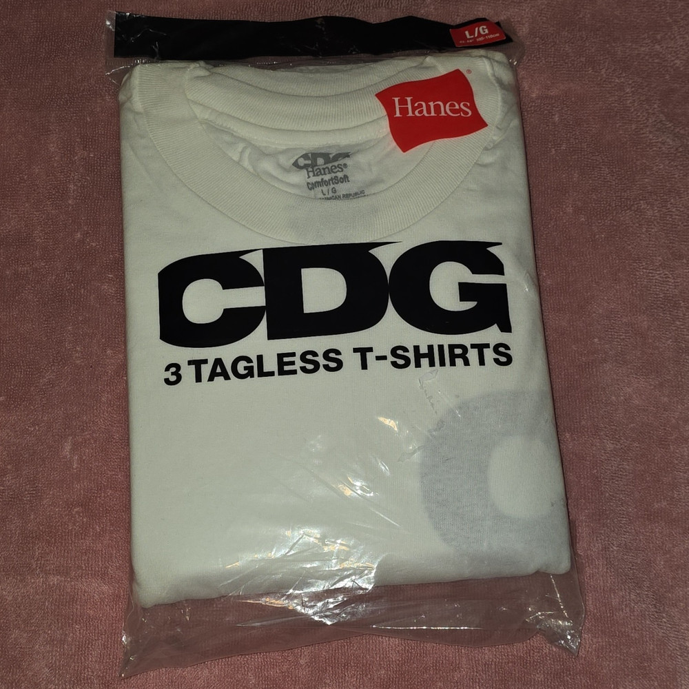 Comme des Garcons X Hanes Tagless Crew Neck T-Shirt 3-Pack White L CDG
