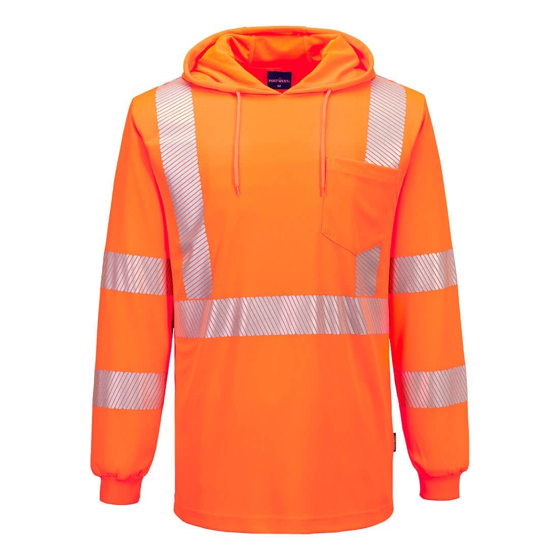 L042 – Hi-Vis Lightweight Hooded T-Shirt L/S Orange SIZES S-6XL FREE SHIP*