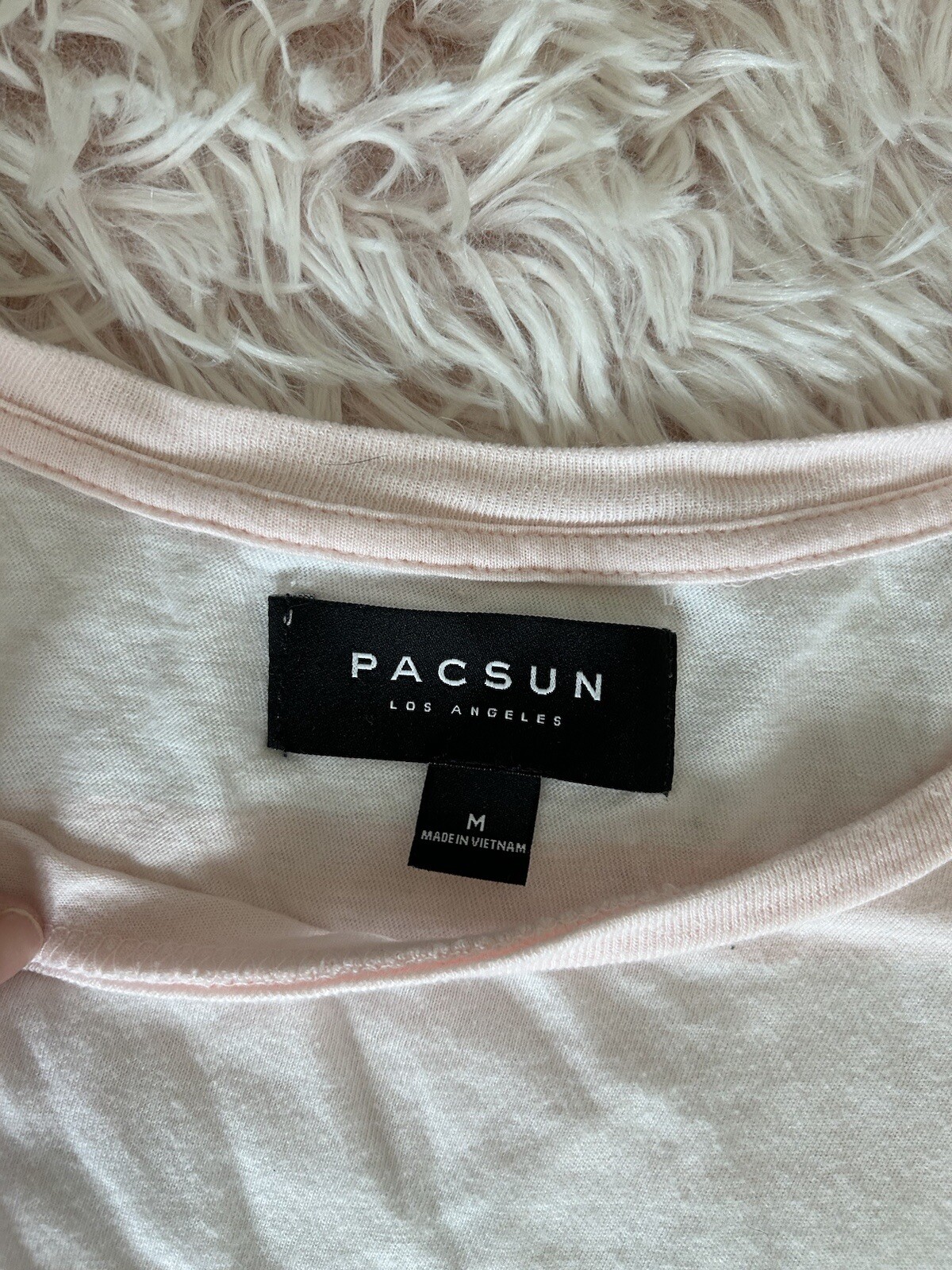 Pacsun Striped Tee Bahamas Shirt Trendy Modern 90s Style Crew tee Pink White M gallery