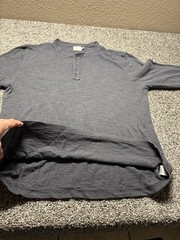 Faherty Henley Waffle Knit Thermal Shirt Mens Large Cotton Heather Gray Thick